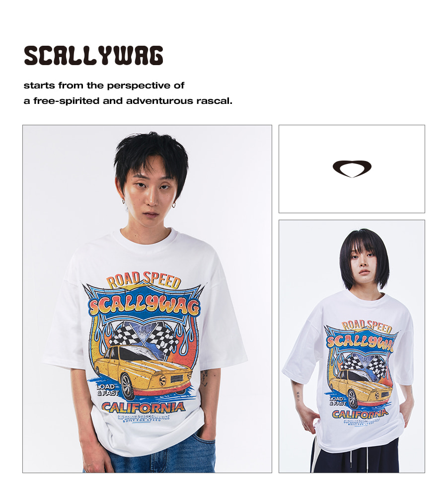 MUSINSA | SCALLYWAG Retro Racing Car T-Shirt [White]